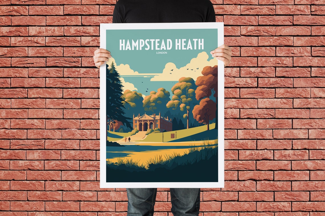 Hampstead Heath Uk Travel Print London Landmark Travel Art Hampstead Heath Travel Print London Park Landmark Hampstead Travel Poster - Image 3