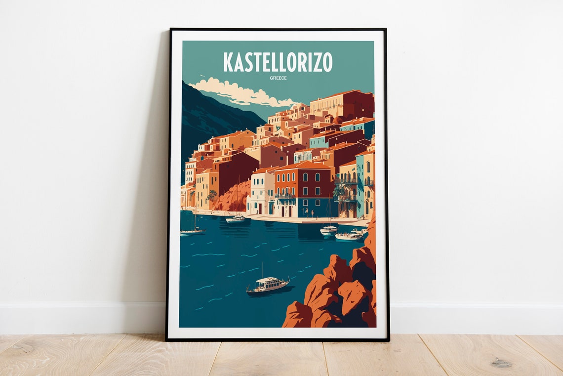 Kastellorzio Greece Travel Print Kastellorzio Greece Seaside Travel Art Kastellorzio Travel Print Greece Print Greece Island Poster