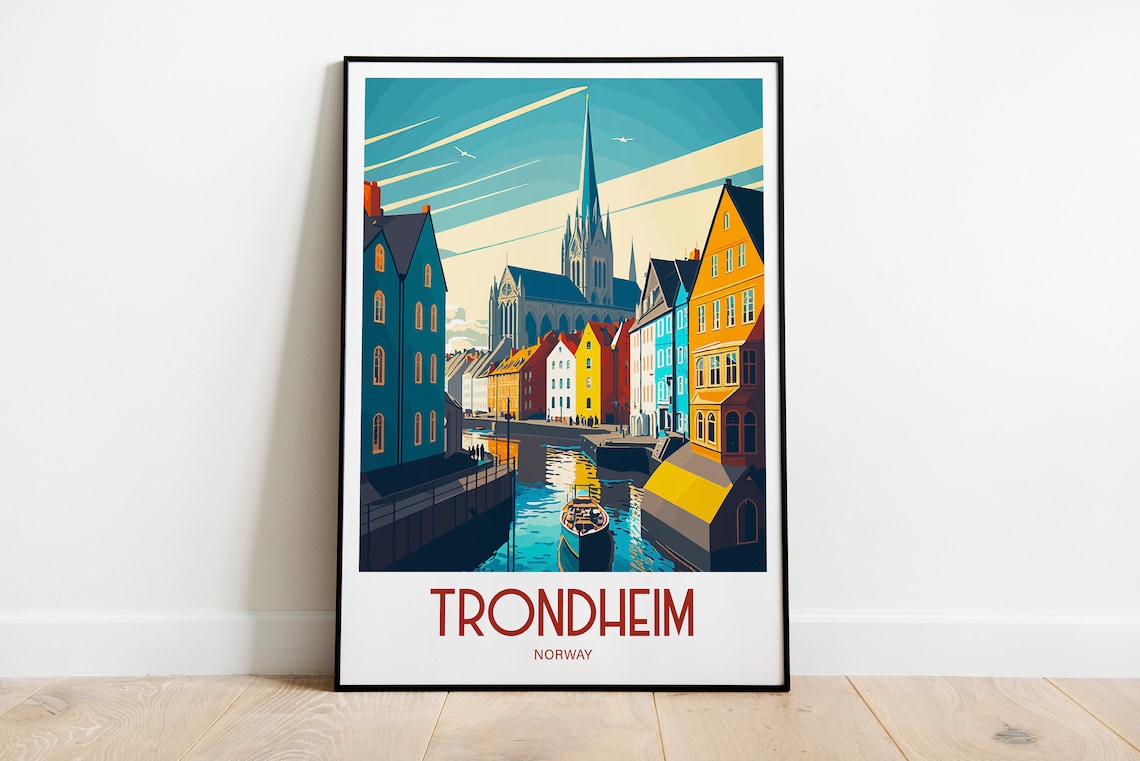 Trondheim Travel Poster, Norway Scenic Print