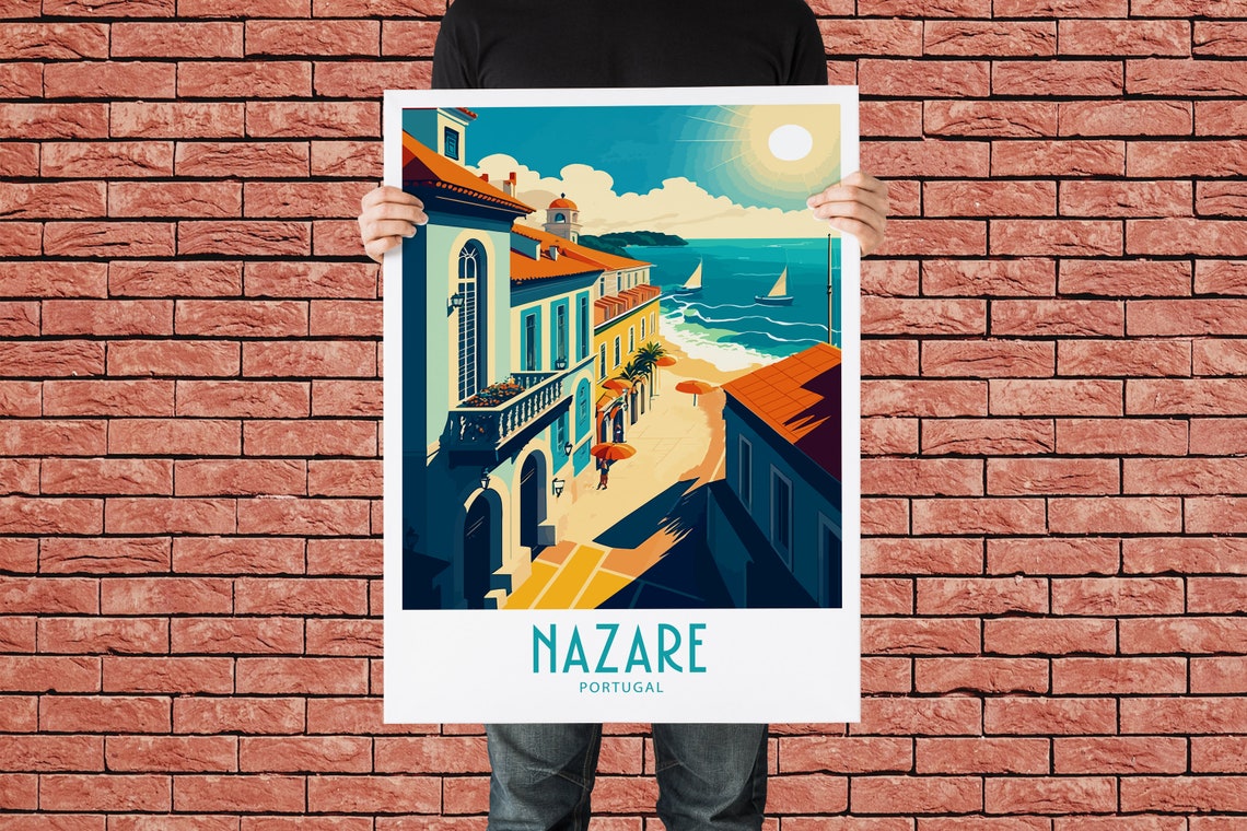 Nazare Travel Print Wall Art Nazare Spain Wall Hanging Home Decoration Nazare Spain Gift Art Lovers Wall Art Print Nazare Spain Scenic Art - Image 2