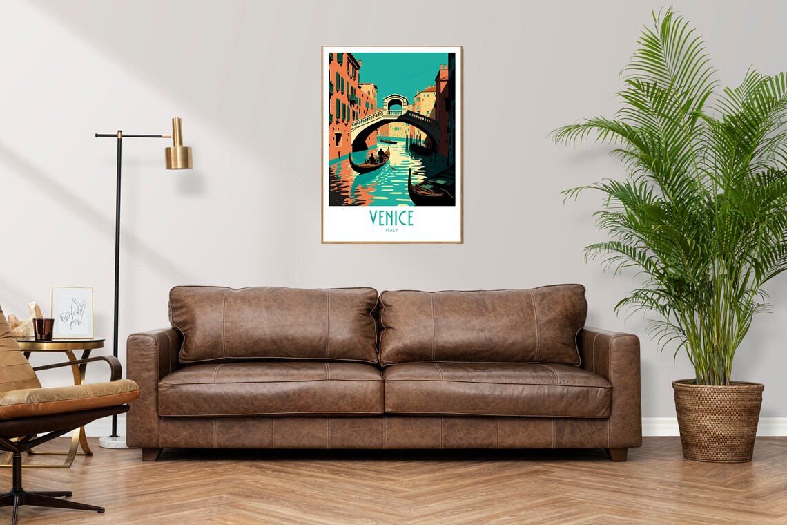Venice Italy Travel Poster with Gondolas and Grand Canal Bridge - Image 4