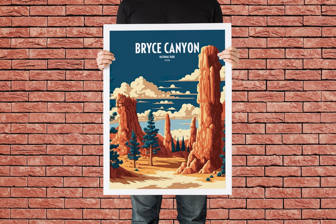 Bryce Canyon National Park Hoodoos Poster Desert Sunset Vintage Art - Image 4