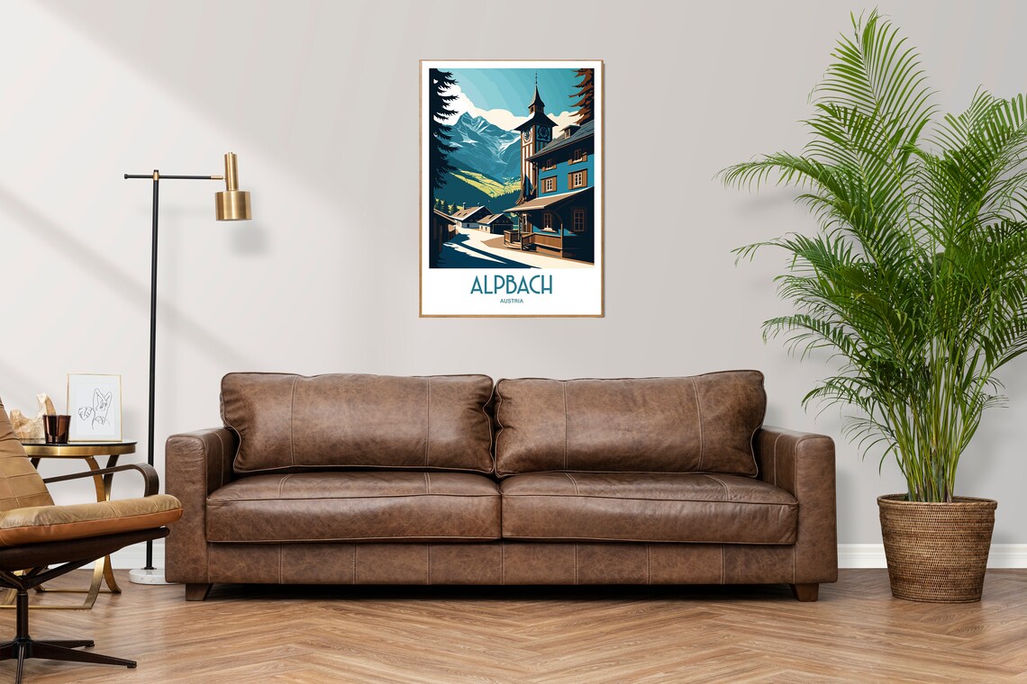 Alpbach Austria Alpine Village Clock Tower Vintage Travel Poster - Image 3