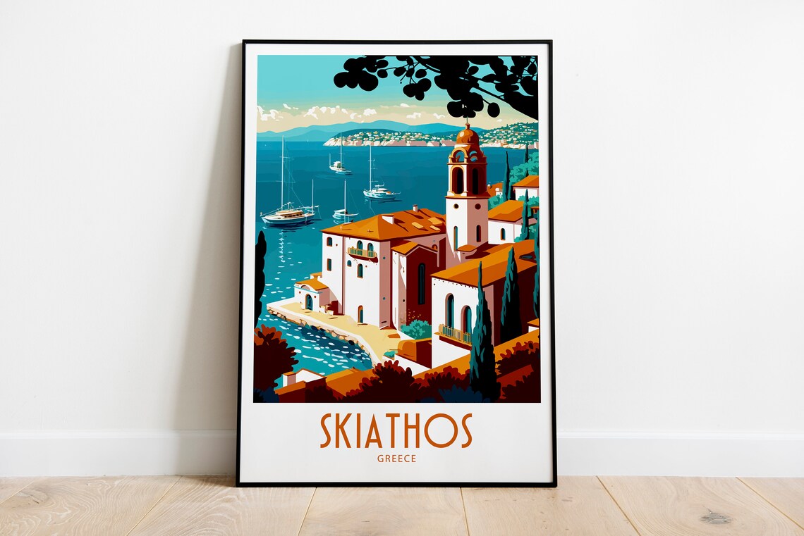 Skiathos Greece Travel Poster, Wall Decor