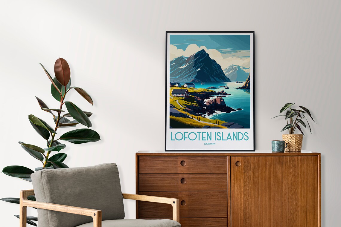 Lofoten Islands Norway Fishing Village Arctic Peaks Retro Poster - Image 4