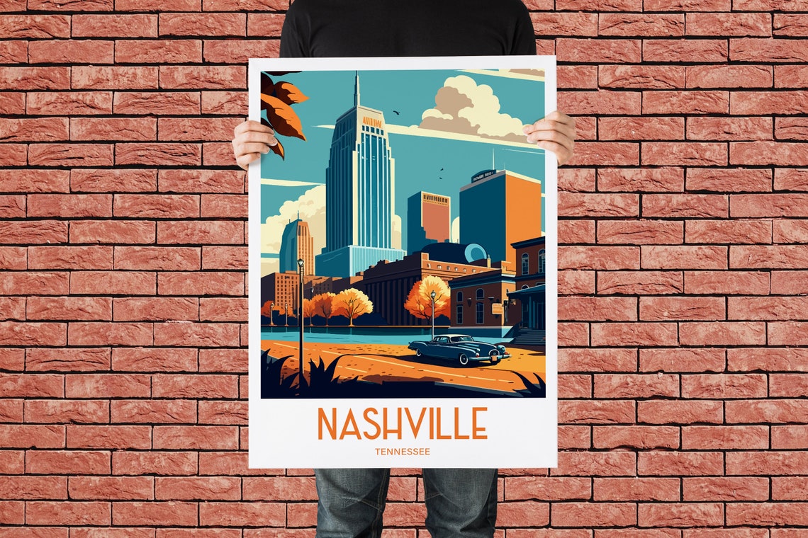 Nashville Tennessee Travel Poster For Nashville Birthday Gift For Travel Print Lovers Tennessee Travel Poster For Birthday Gift Nashville - Image 3