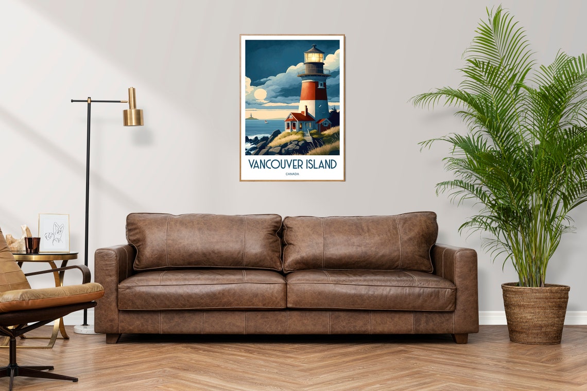 Vancouver Island Canada Lighthouse Dusk Vintage Travel Poster - Image 3