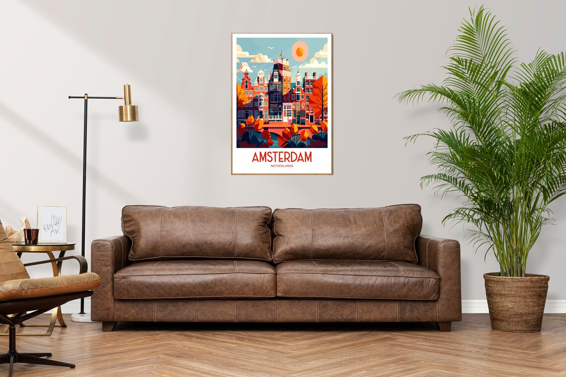 Amsterdam Travel Print, Netherlands Landscape Art - Image 3
