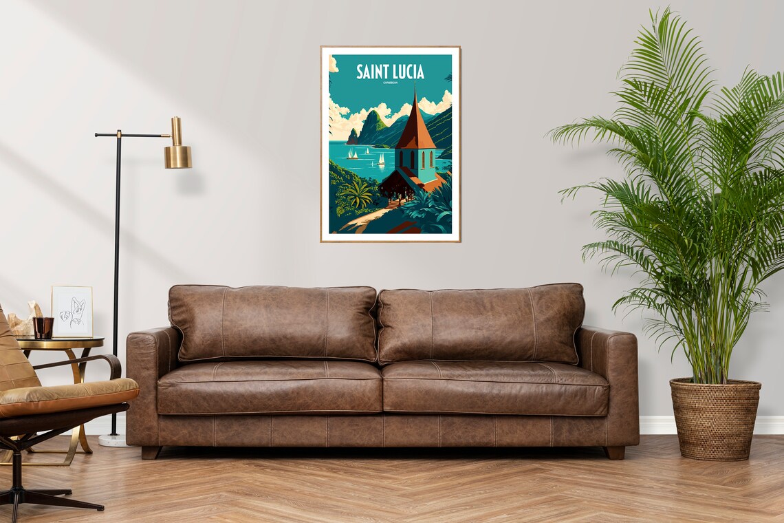 Saint Lucia Travel Poster, Caribbean Map Art Print - Image 4