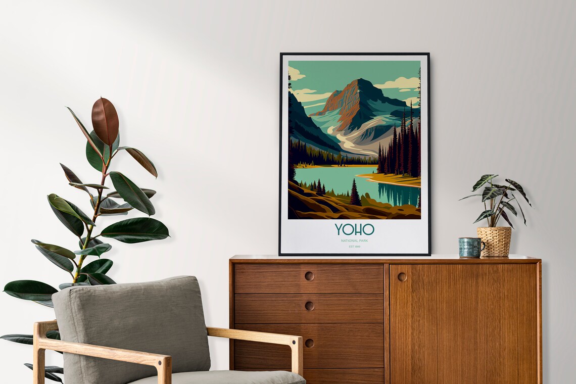 Yoho National Park Canada Travel Poster with Alpine Lake and Peaks - Image 3