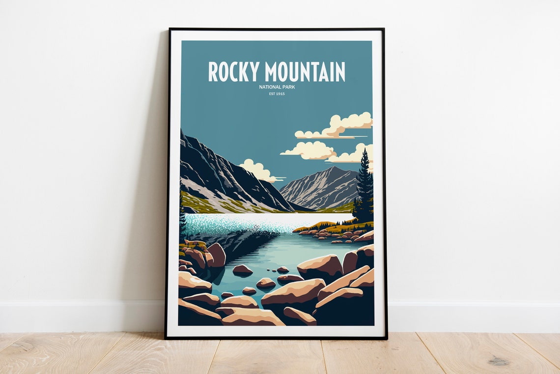 Rocky Mountain National Park Travel Print National Park Travel Art Rocky Mountain Travel Print Usa National Park Rocky Travel Poster