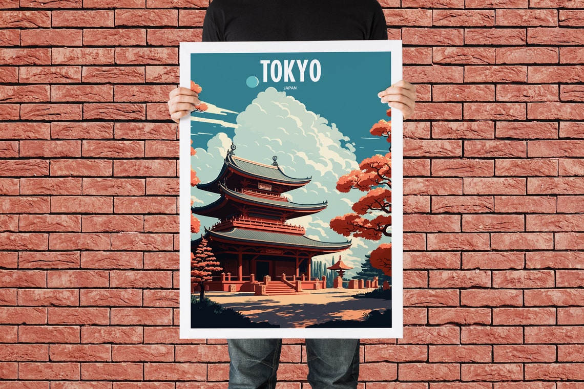 Tokyo Japan Travel Print Iceland Travel Art Japanese Temple Travel Print Tokyo Japan Landmark Print Tokyo Japan Travel Poster - Image 3