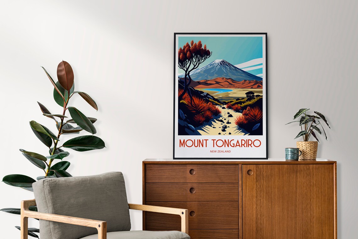 Mt Tongariro New Zealand Travel Poster Art Print - Image 4