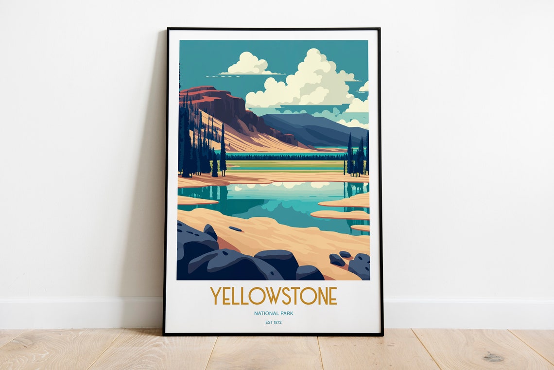 Yellowstone National Park Travel Print National Park Travel Art Yellowstone Travel Print Usa National Park Yellowstone Travel Poster