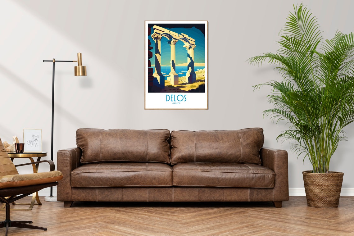 Delos Greece Ancient Columns Aegean Sea Vintage Travel Poster - Image 3