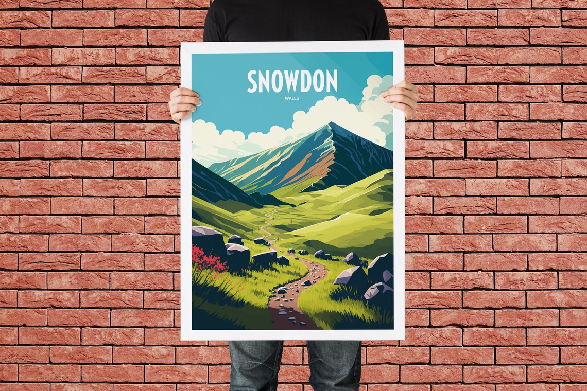 Wales Mountains UK Travel Poster, Landmark Art - Image 3