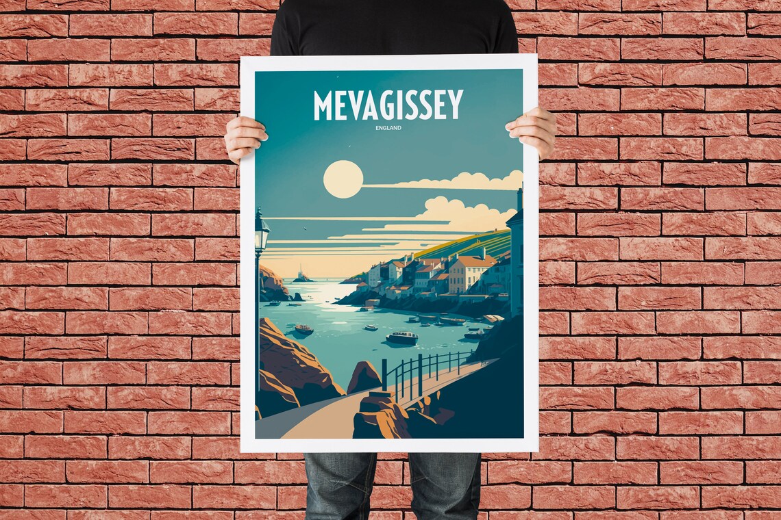 Mevagissey England Coastal Harbor Boats Vintage Travel Poster - Image 3