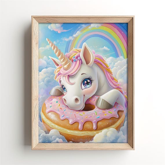 Funny Unicorn Nursery Wall Art Unicorn Baby Shower Gift Cute Unicorn Girls Decor Fantasy Theme Nursery Print