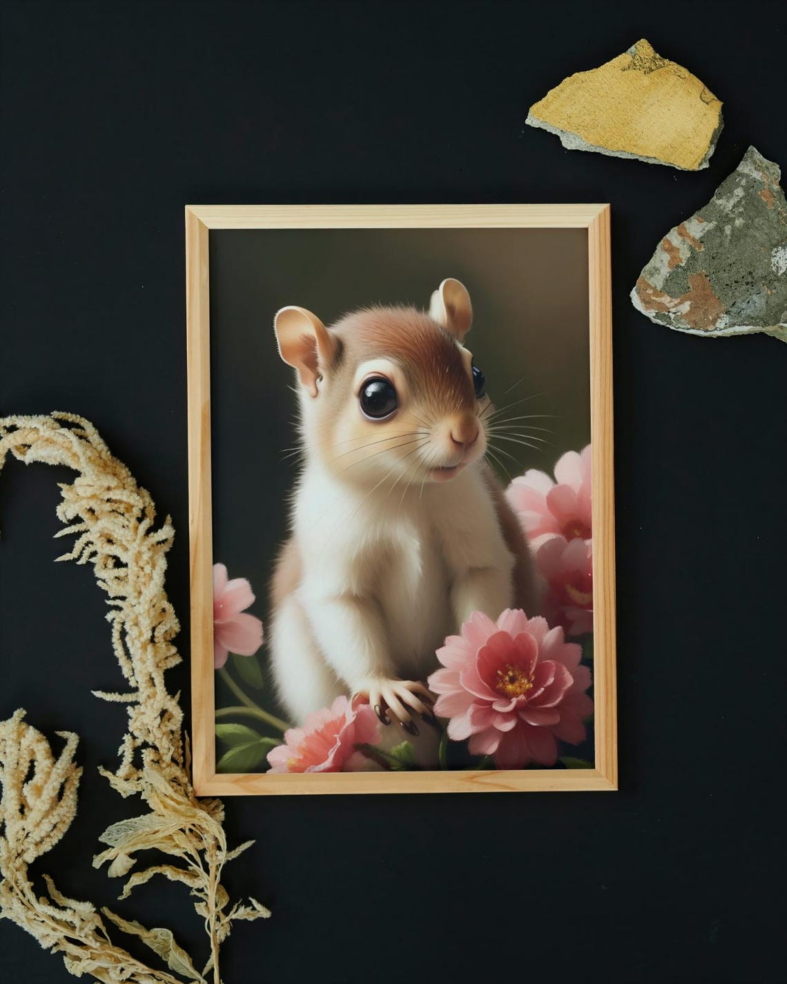 Baby Squirrel Wall Art Home Decor Cute Animal Painting Living Room Art
