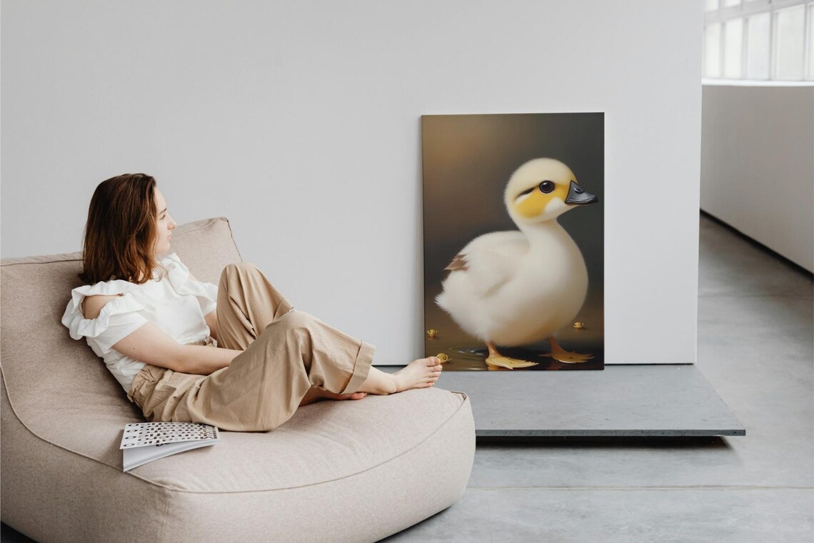 Adorable Fluffy Baby Duckling Yellow Face Standing Gentle Water Poster - Image 3
