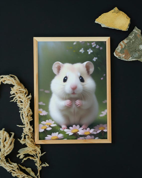 Baby Hamster Wall Art Home Decor Cute Animal Painting Living Room Art