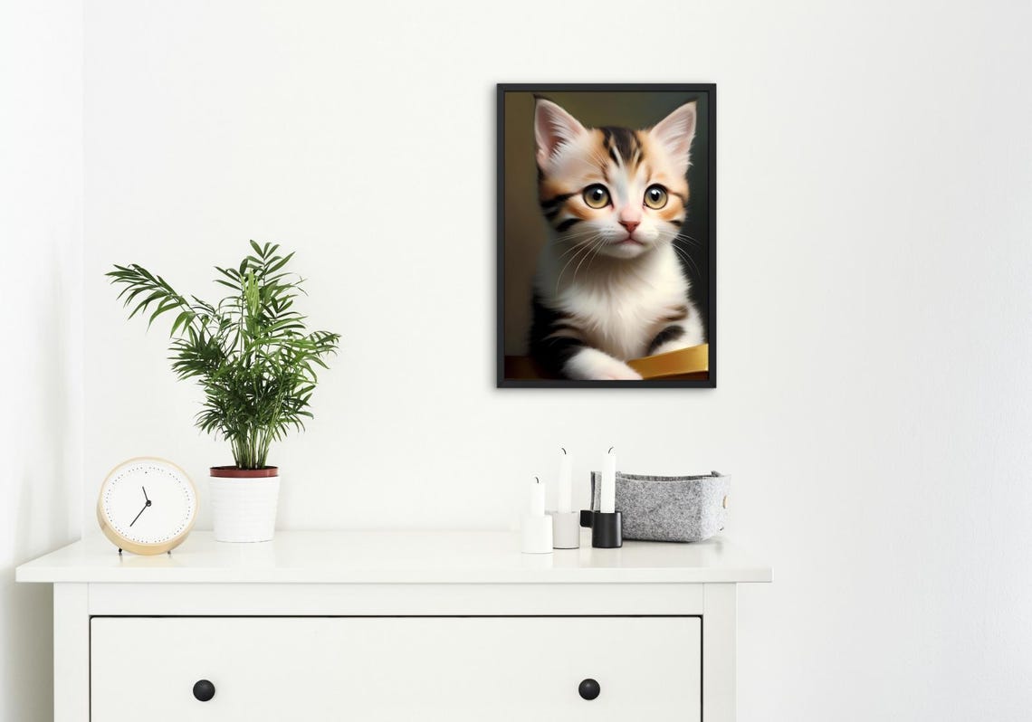 Baby Kitten Wall Art Home Decor Cute Animal Painting Living Room Art - Image 4