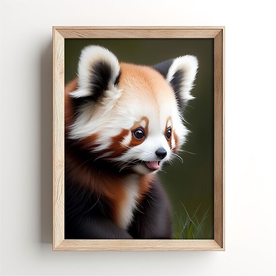 Baby Red Panda Cub Close Up Portrait Cute Nursery Animal Poster
