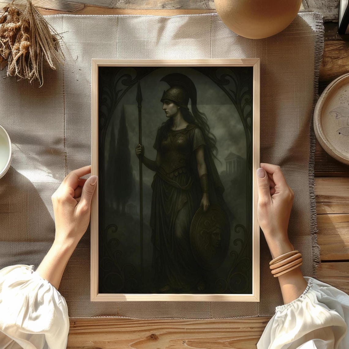Athena, Art Nouveau Dark Fantasy Greek Mythology Print