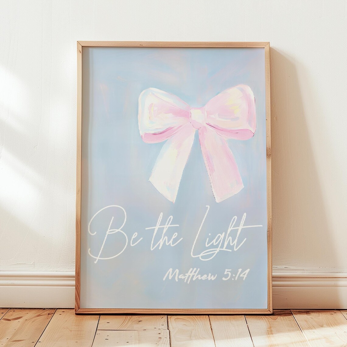 Pink Bow Christian Scripture Art Print, Coquette Decor