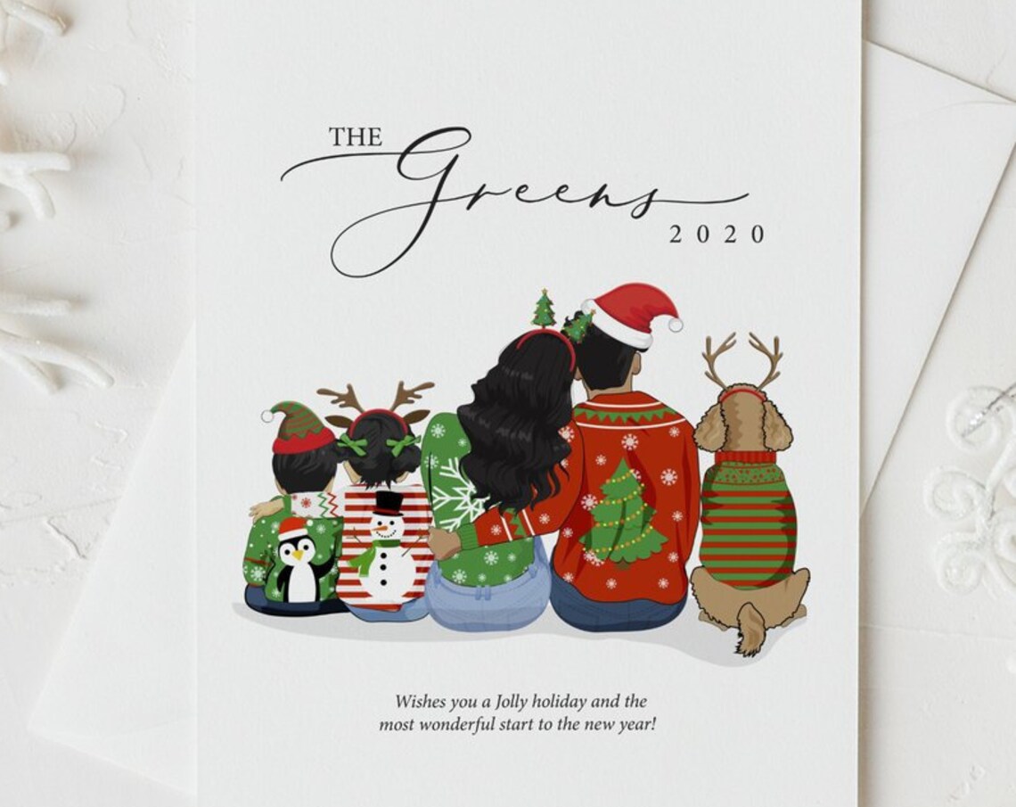 The Greens 2020 Ugly Sweater Christmas Family Portrait Poster