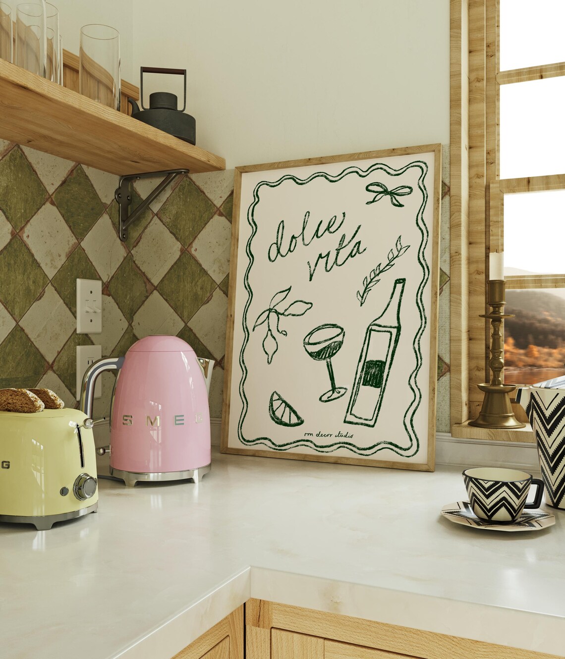 Dolce Vita Vintage Drink Illustration, Kitchen Poster