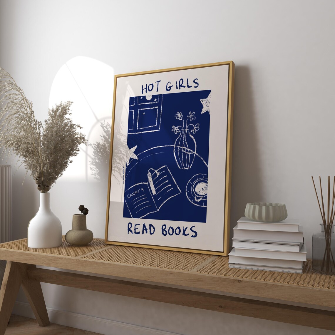 Hot Girls Read Books Retro Quote Art Print