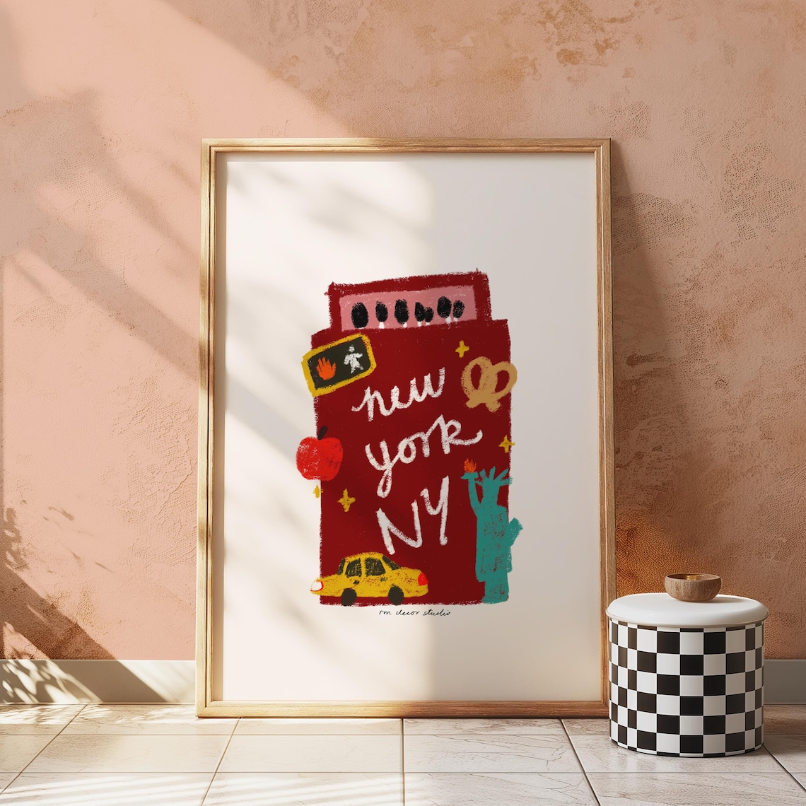 New York Doodle Matchbox Vintage Travel Poster