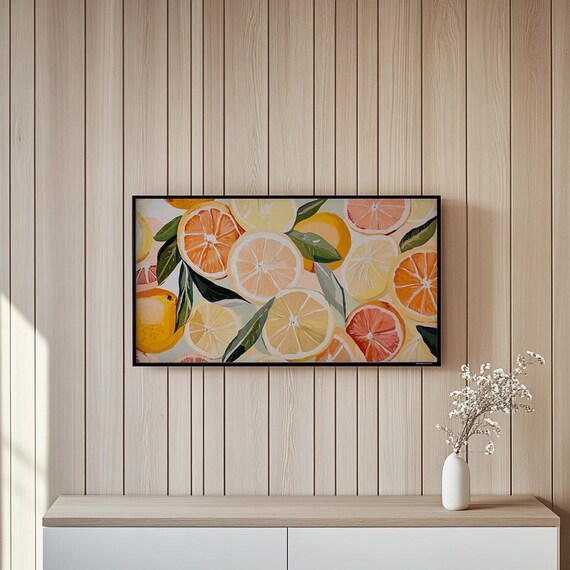 Fresh Citrus Slice Painting Oranges Lemons Grapefruit Kitchen Poster