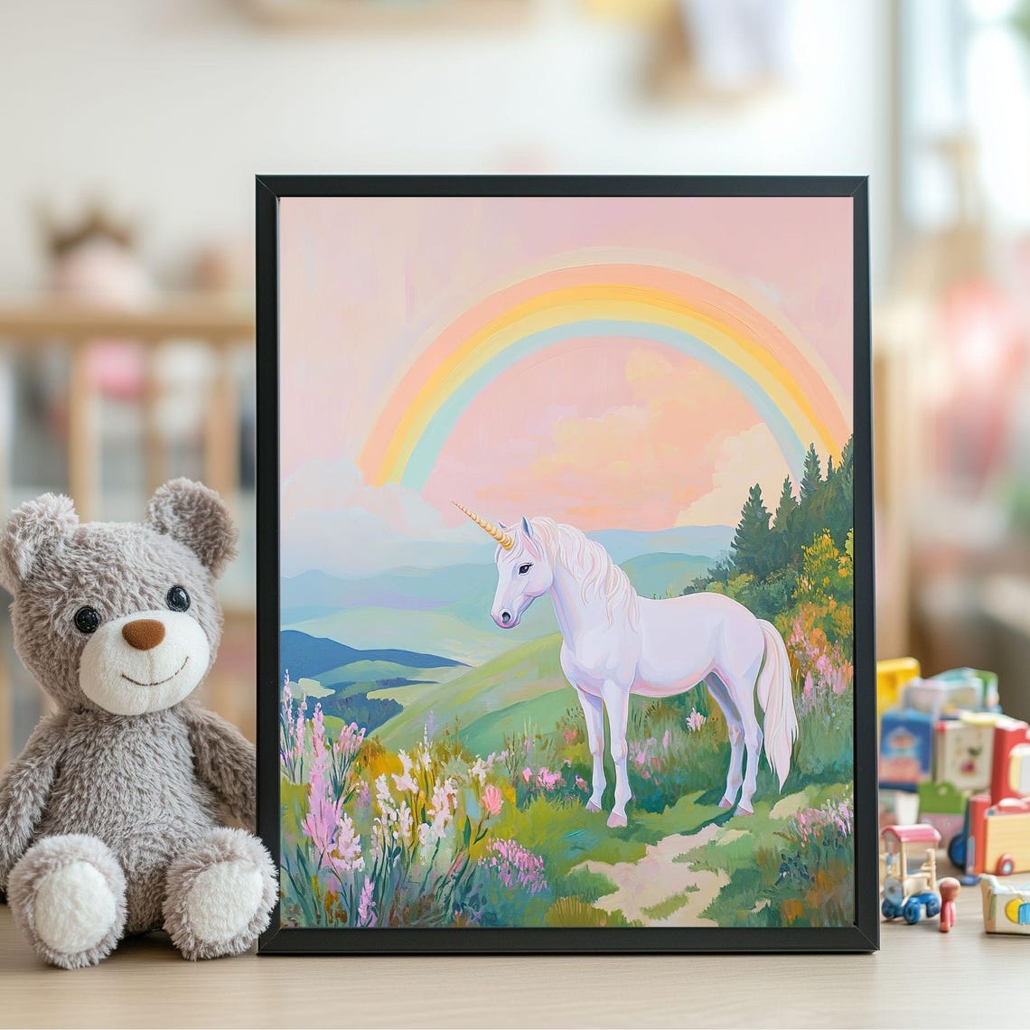 Unicorn Fantasy Nursery Art Print, Mystical Horse Poster - Image 3