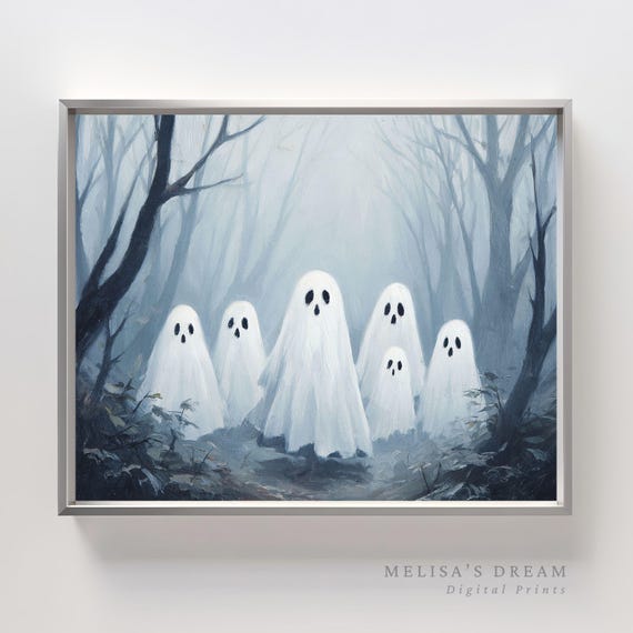 Wall Art Spooky Halloween Decor Haunted Forest Painting Gothic Eerie Artwork
