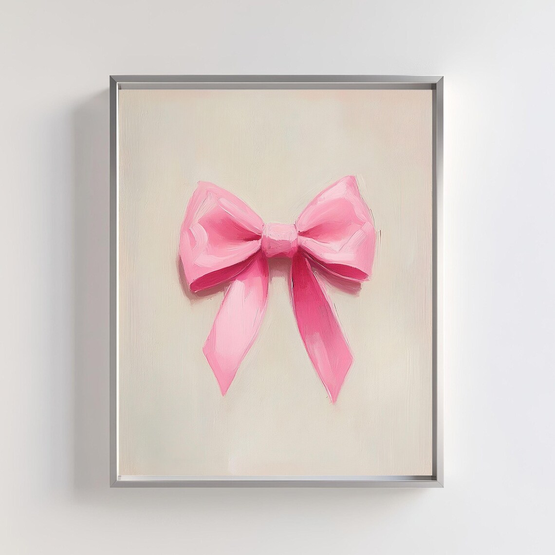 Pink Bow Coquette Ribbon Painting Feminine Minimalist Art Print