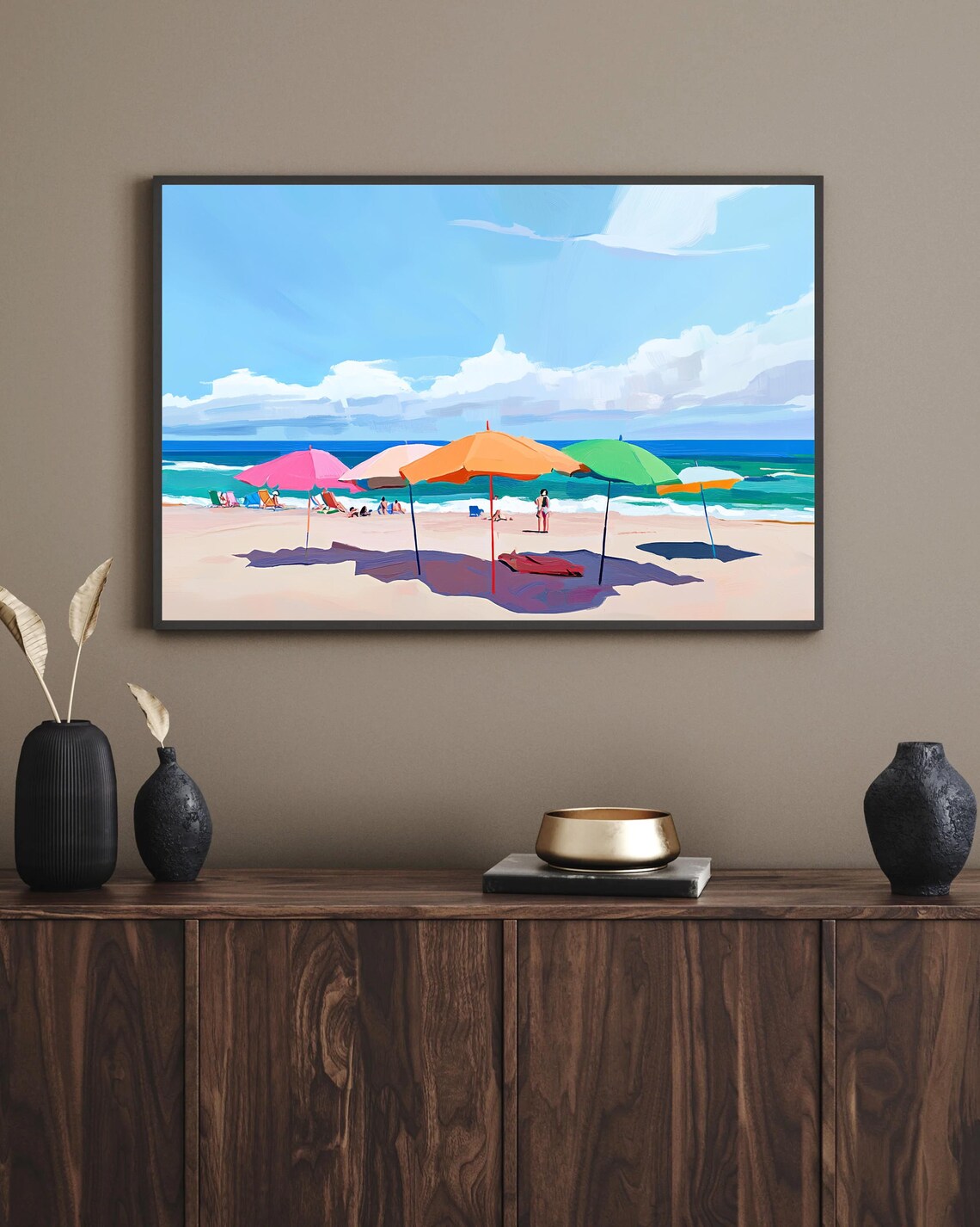 Beach Landscape Painting, Vibrant Coastal Scene - Image 4