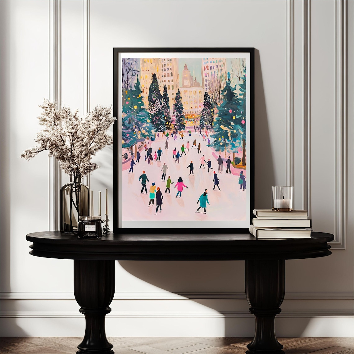Christmas Ice Skating City Scene, Winter Cityscape - Image 3