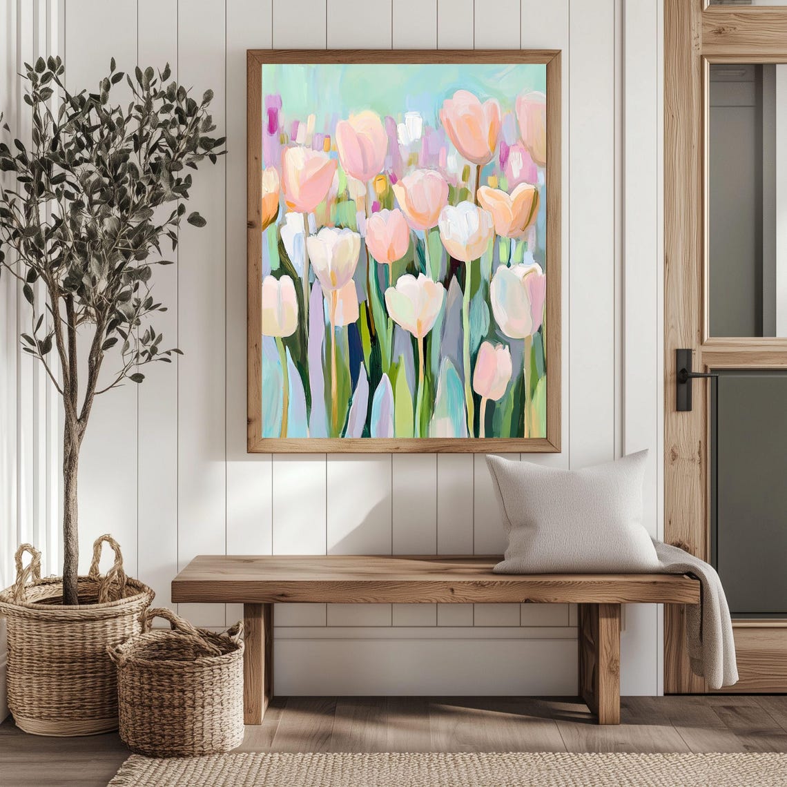 Boho Tulips Art Print, Pastel Floral Spring Decor - Image 2