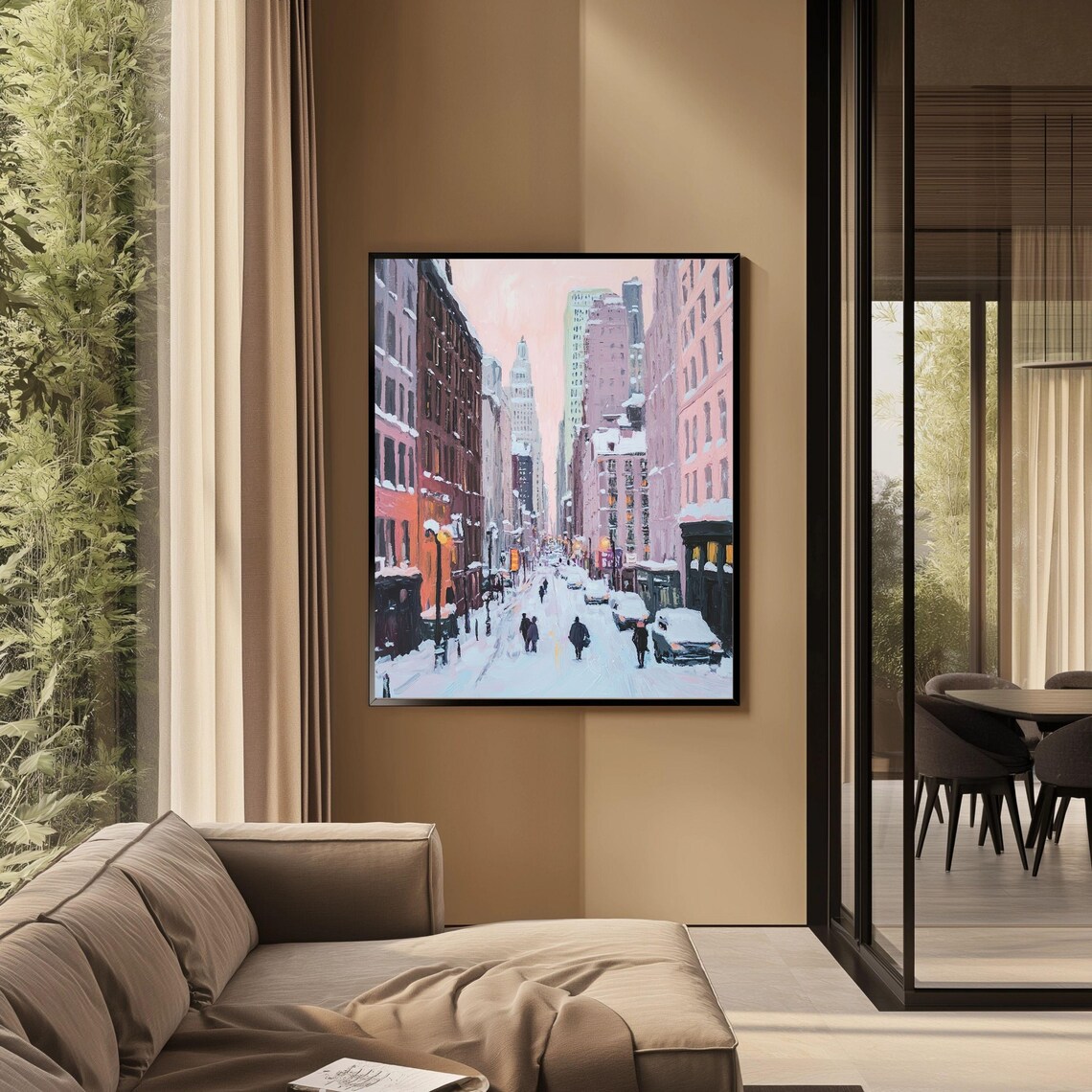 Winter Cityscape, Snowy Urban Street Painting - Image 5