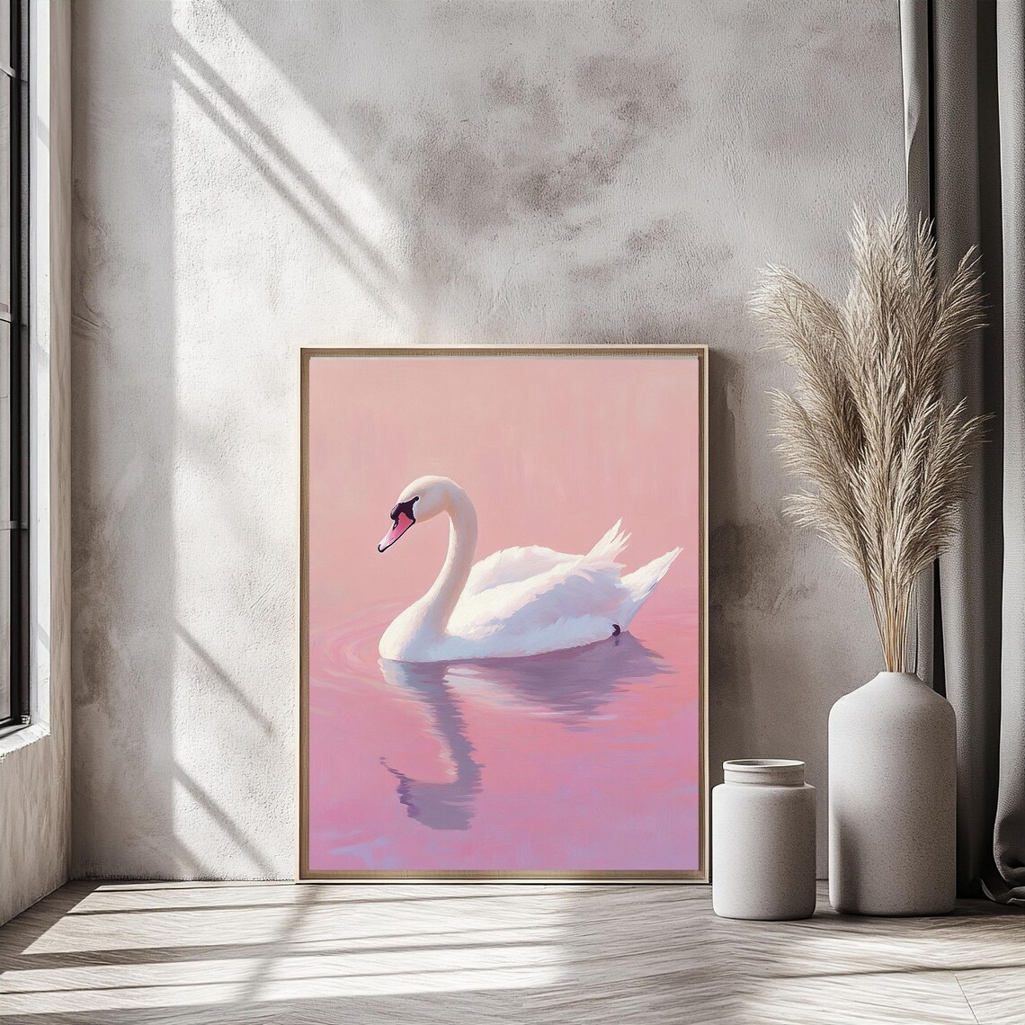 Blush Pink Swan Nursery Art Print, Balletcore Poster - Image 4