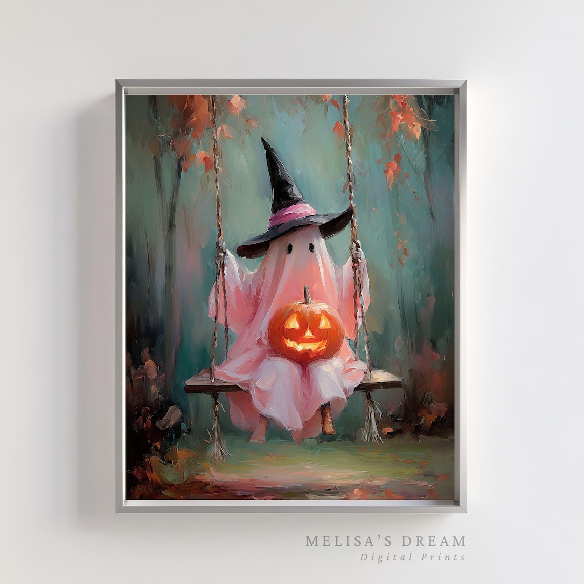 Cute Witch With Pumpkin Halloween Art Print