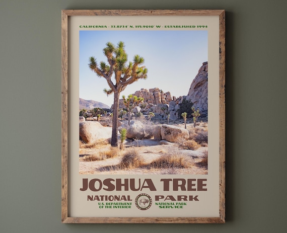 Joshua Tree National Park California Vintage Photography Travel Poster
