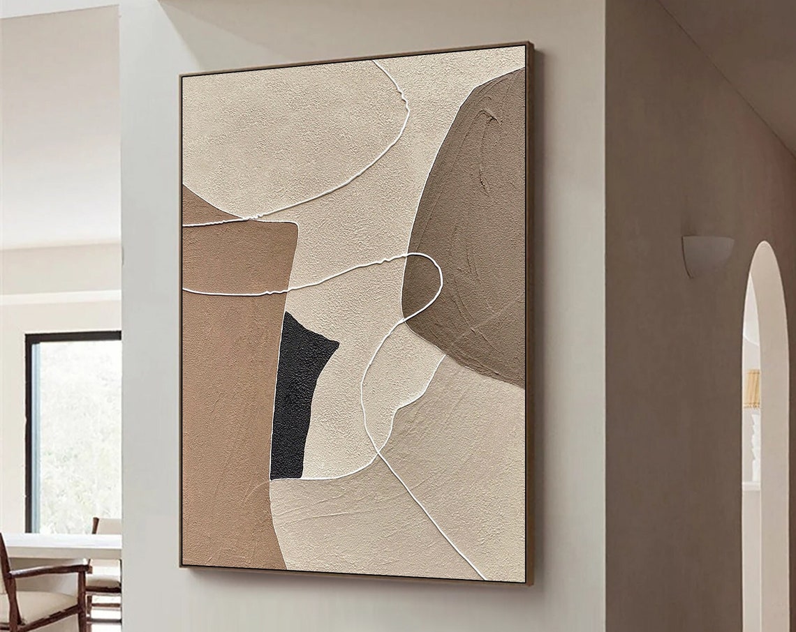 Beige Wabi Sabi Wall Art Beige Brown Abstract Painting Neutral Wall Decor Boho Textured Wall Art Beige Minimalist Painting Entrance Wall Art - Image 5