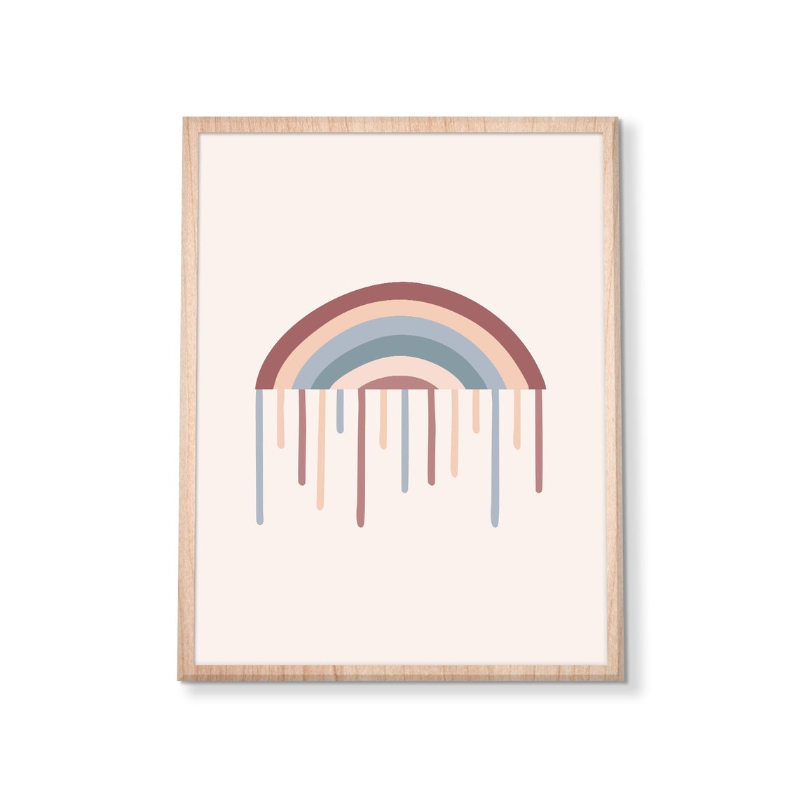 Boho Rainbow With Rain Drips Muted Earth Tone Nursery Wall Poster - Image 3