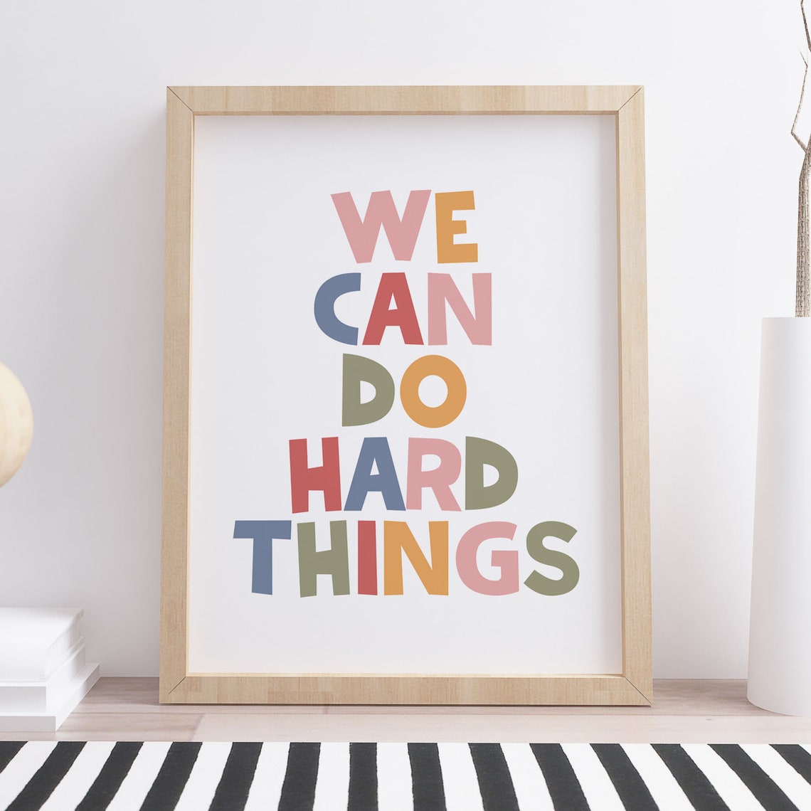 We Can Do Hard Things Colorful Rainbow Letters Kids Classroom Poster - Image 3