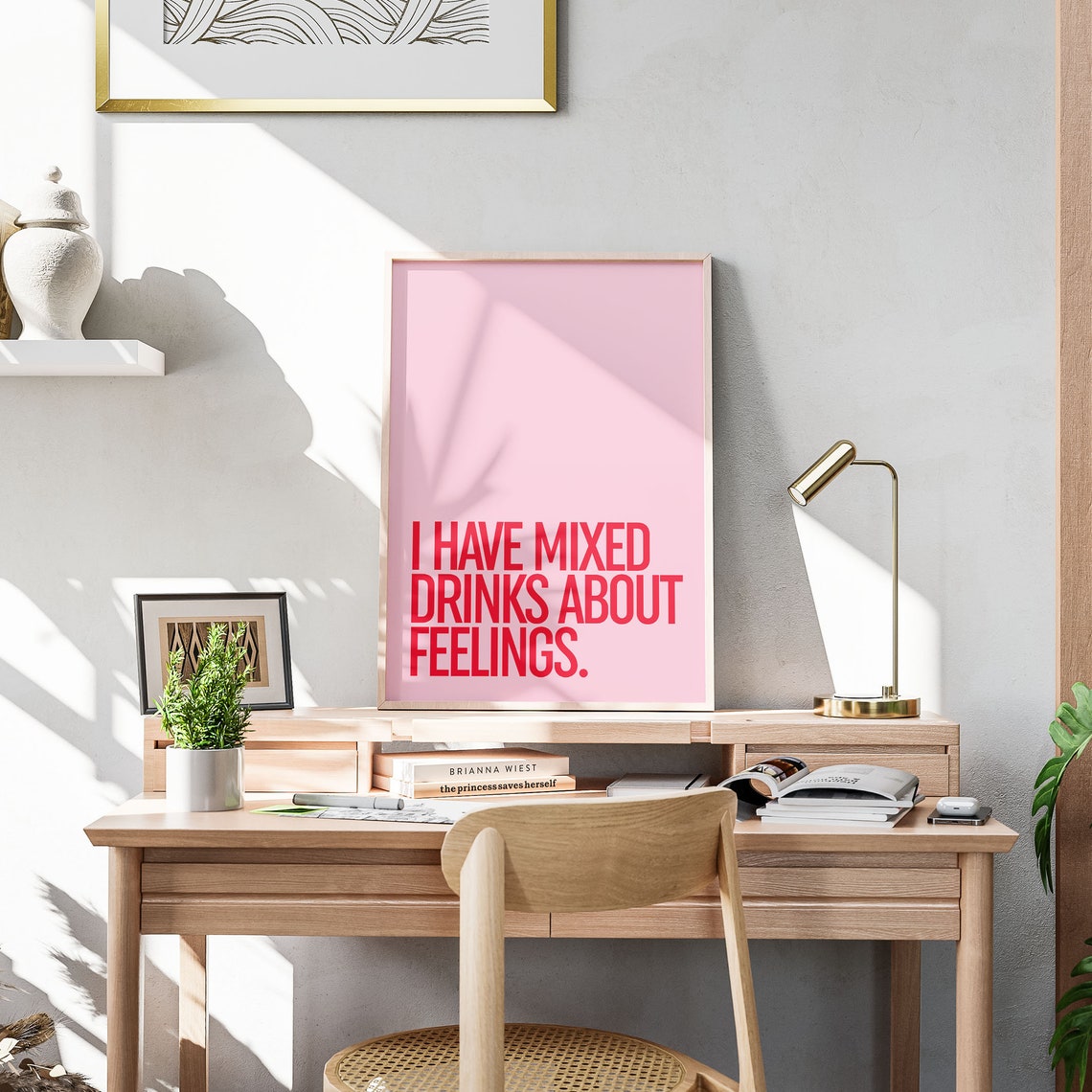 I Have Mixed Drinks About Feelings Funny Cocktail Quote Poster - Image 3