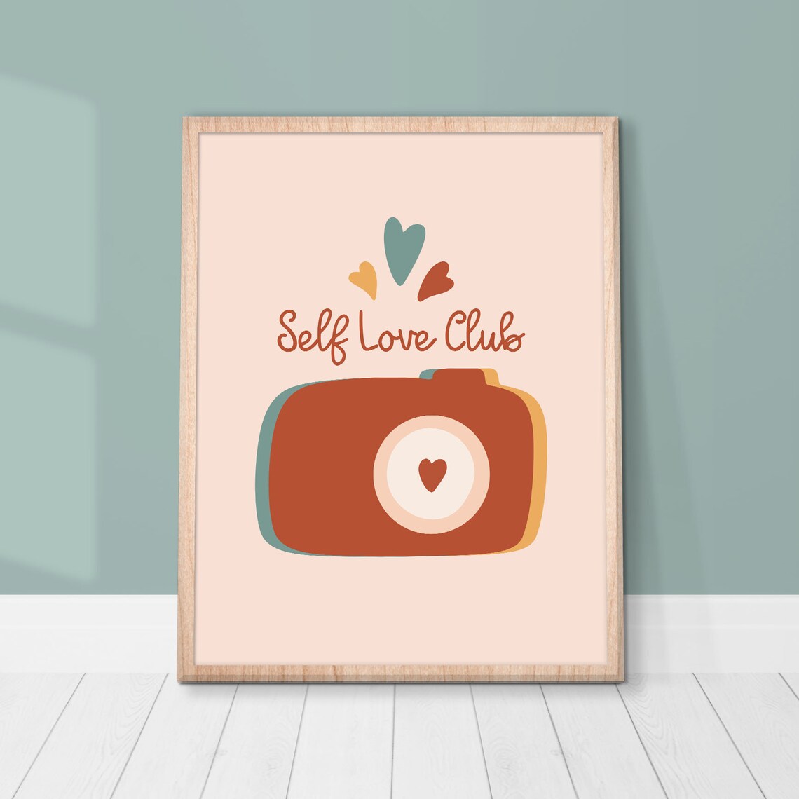 Self Love Club Camera Heart Retro Typography Blush Pink Poster - Image 2