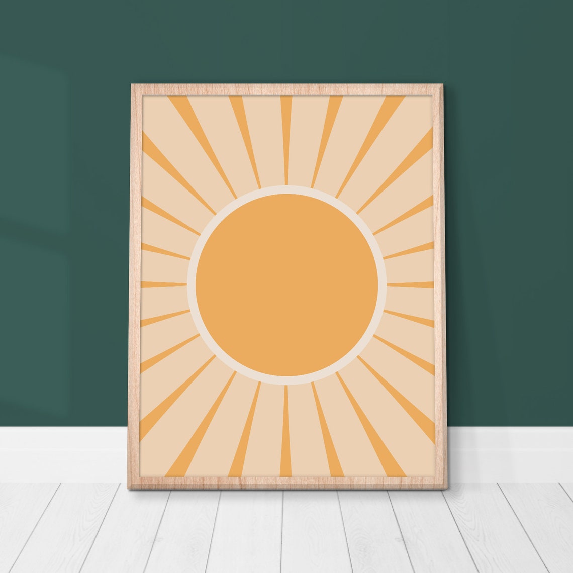 Boho Sun Rays Abstract Circle Poster Orange Minimalist Wall Decor - Image 2